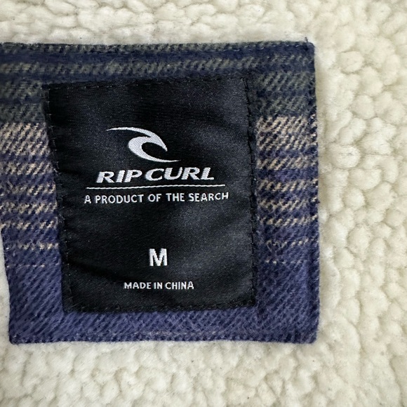 Rip Curl Sherpa Lined Striped Jacket Zip Front Size M - Picture 12 of 15